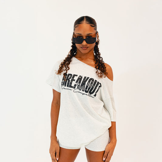 Breakout Gray Off The Shoulder Tee