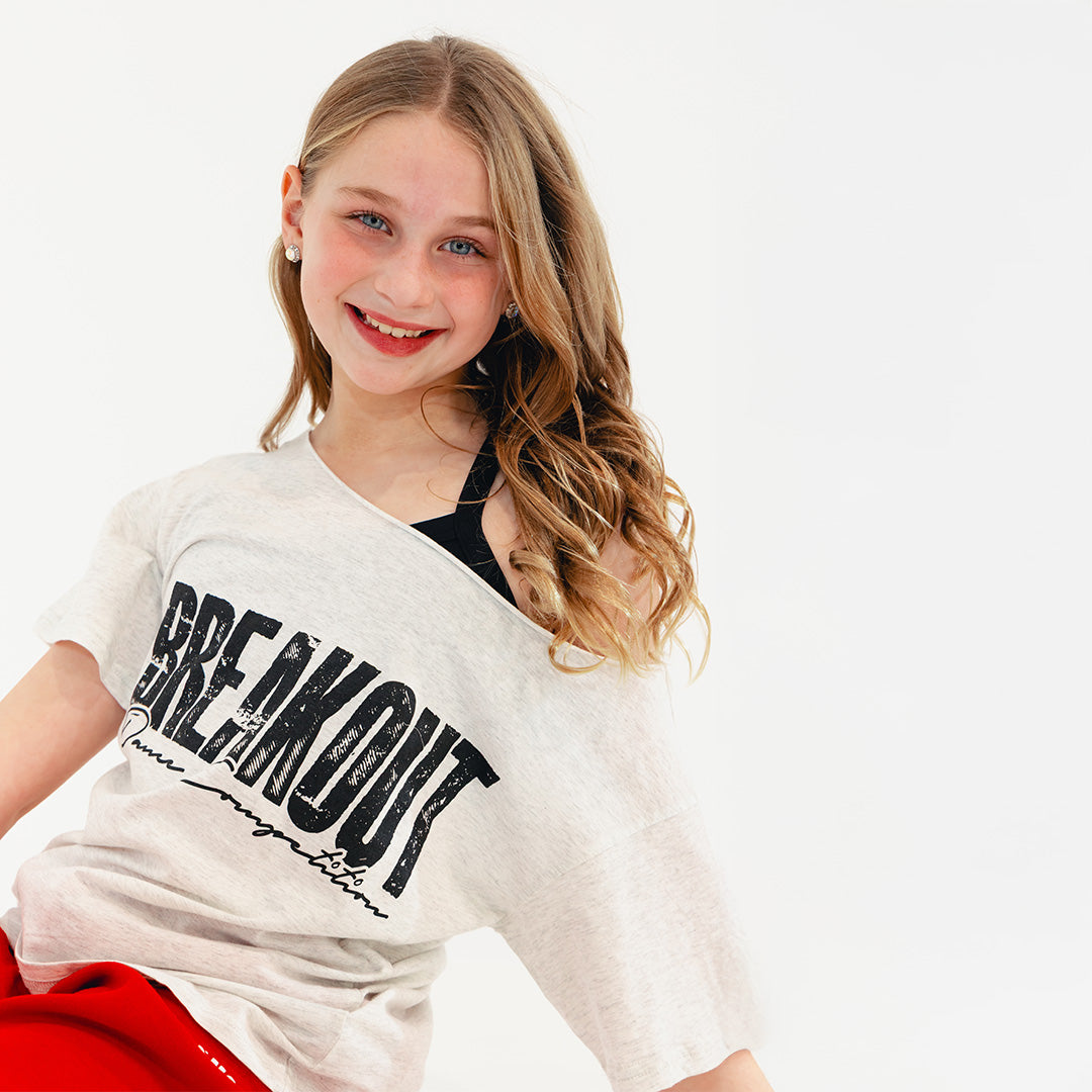 Breakout Gray Off The Shoulder Tee