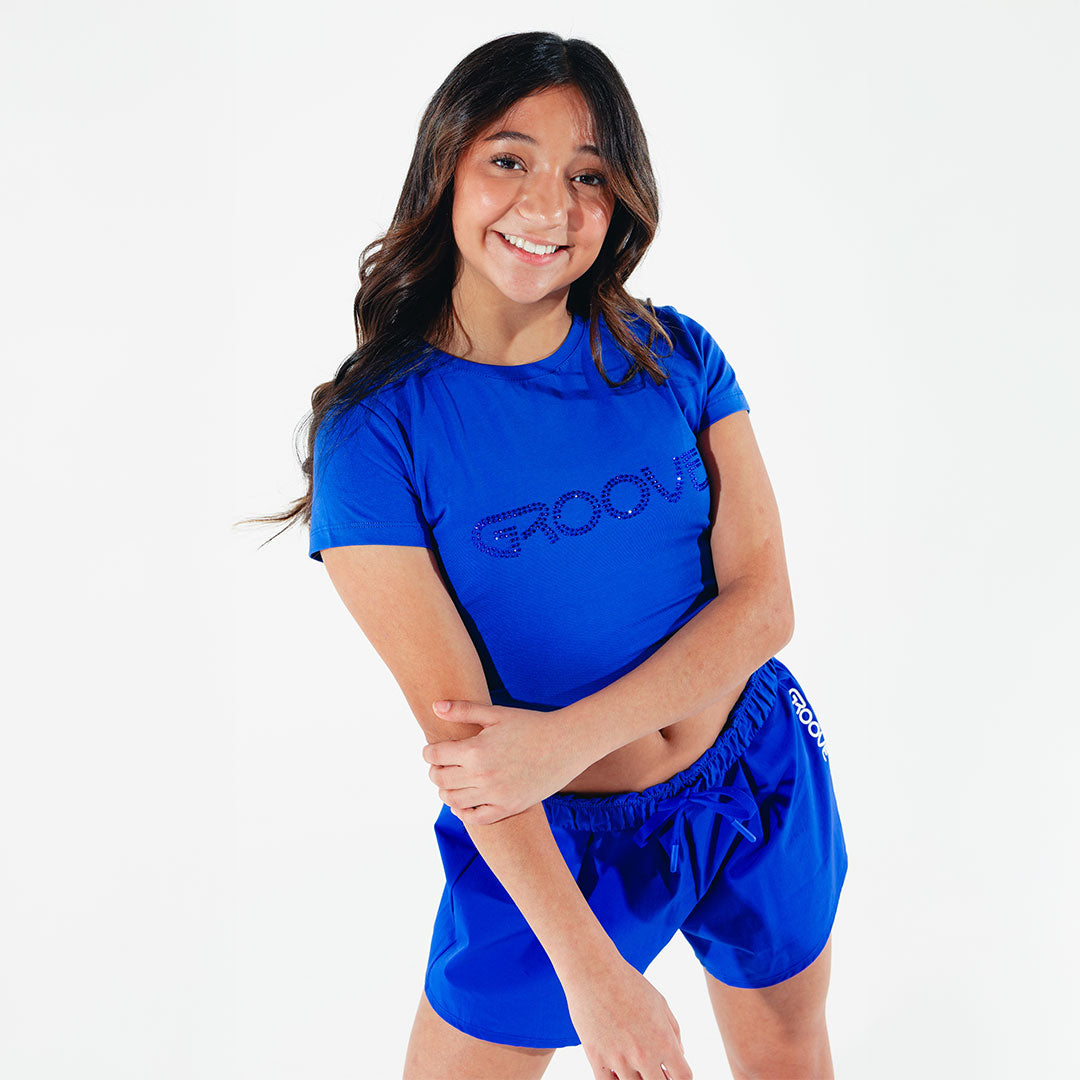 Groove Royal Blue Rhinestone Crop