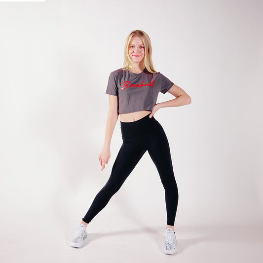 Breakout Dark Gray Cropped Tee